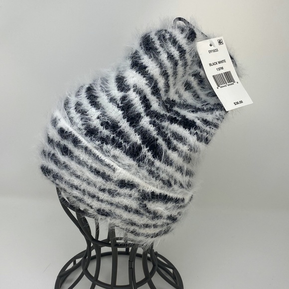 DKNY Fuzzy Animal Print Beanie Hat and Scarf Set - Picture 12 of 15